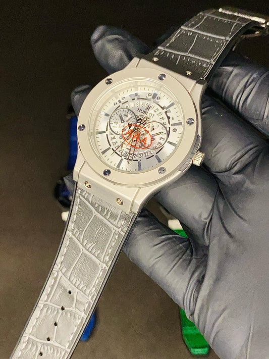 Luxury Men’s Watch Collection – Grey, Blue & Green Leather Strap