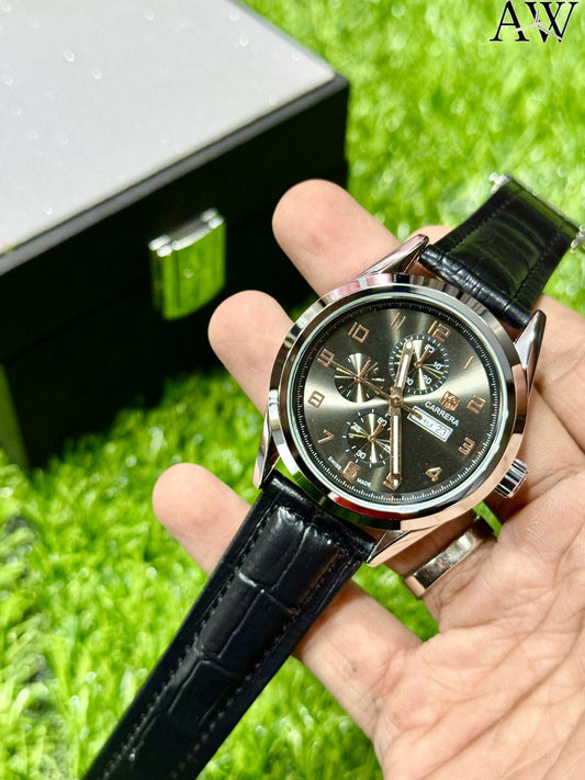 High Quality Date and Day Working Leather Strap Watch for Mens and Boys