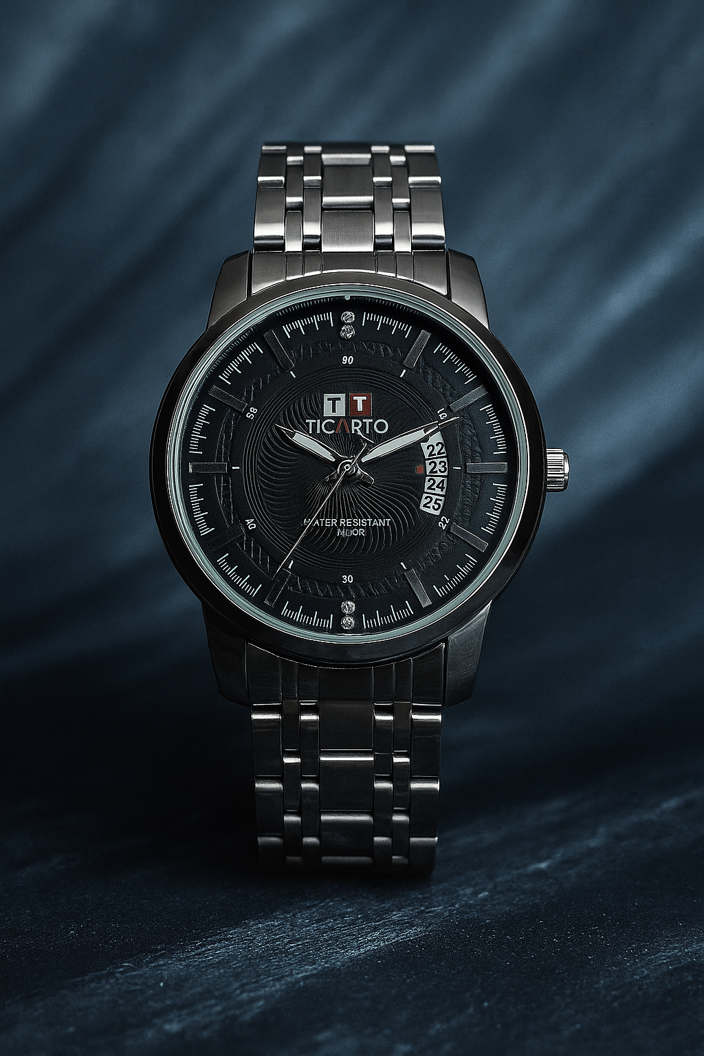 Ticarto Classic Watch – Half Moon Date Display | Available in Peach, Black & White Dials